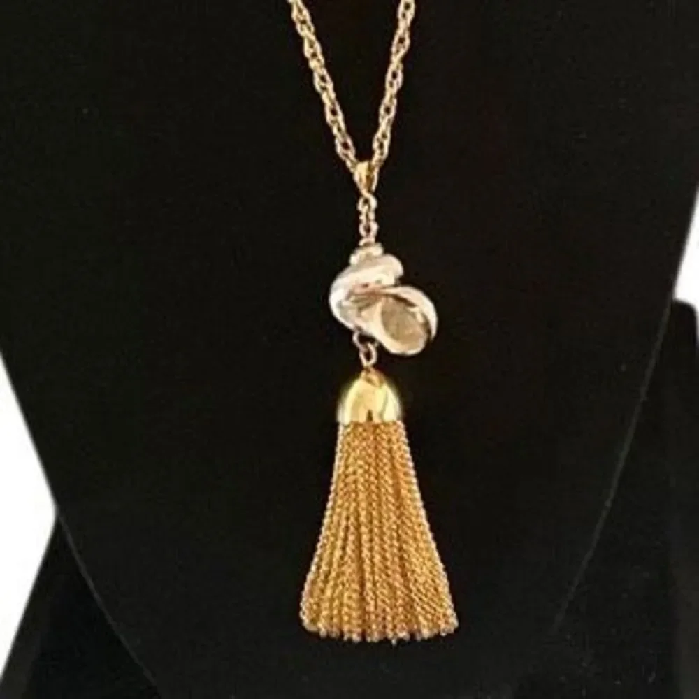 Vintage Seashell Tassel Long Necklace Women's 30